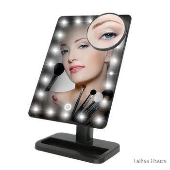 Prenosné LED osvetlenie pracovnej Plochy Sklopné Zrkadlo 30X18.5X11.7 CM ABS Môžete Nastaviť Jas Svetla make-up Zrkadlo 20Leds