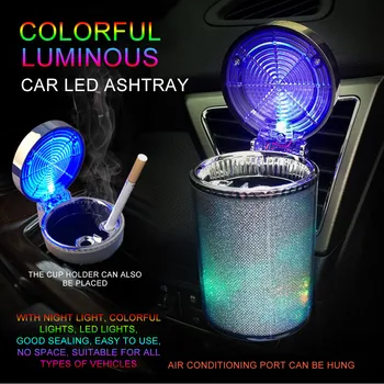 Prenosné S LED Svetlom Auto Popolník Auto Vzduchu Vetranie Fajčenie Pohár Popolník Zmeniť Farbe Interiéru