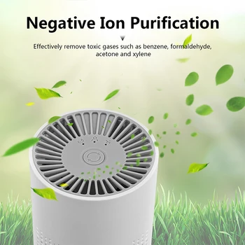 Prenosné Čistička Vzduchu Negatívne ióny Vzduchu Čistič Štyri-vrstvový Filter odstraňuje Toxické Plyny Domácnosti Auto USB Nabíjateľné Čistička Vzduchu