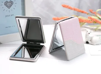 Prenosný Mini Pocket Kozmetické make-up zrkadlo,2 bočné Sklopné Zväčšovacie kompaktný zrkadlo,Party Láskavosti Darčeky,Módne mäkká PU kože