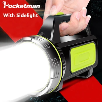Prenosný reflektor nabíjateľná pozornosti 500m rozsah lovu lampa s bočné svetlo výkonné LED svietidlo svietidlo