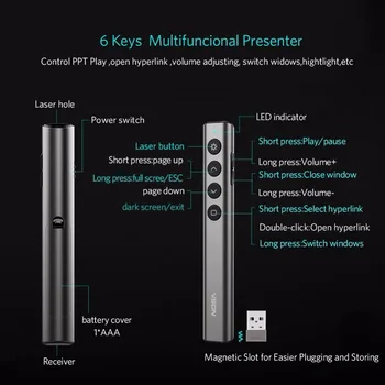 Prezentácia Klikateľné Wireless Presenter Ukazovateľ N35 RF 2,4 GHz, PPT Prezentácie Advancer USB, Diaľkové Ovládanie Flip Pero Powerpoint