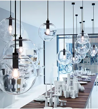 Priemyselné sklenenú Guľu Prívesok Svetlá Nordic Pozastavenie Svietidlo Led Domova Závesné Lampy Svetlá na Kuchynské Svietidlá