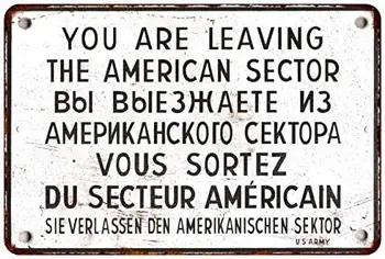 Prihláste sa Budete odchádzať Americký Sektor Vintage Dekor Berlíne Studenej Vojny História Spojeneckých Vojenských Dekorácie na Stenu Umenie Človek Jaskyňa