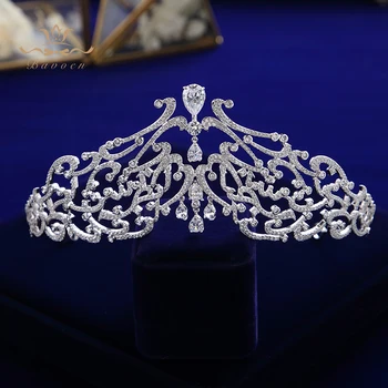 Princess Royal Zirkón Svadobné Tiaras Korún Á Crystal Nevesty Hairbands Na Svadbu Večerné Vlasy, Šperky