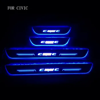 Prispôsobený 4PCS Pohybujúce sa LED Vitajte Šliapacie Auto Šúchať Doska Pedál Prah Dverí, Parapet Cesta Svetlo Na Honda Civic 2016-2018
