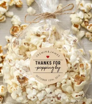 Prispôsobiť veniec Vďaka za zastávku Svadobný dar Nálepky Tesnenia potravín prospech štítky narodeniny popcorn dáva dar nálepky