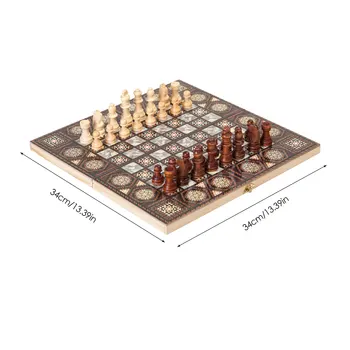 Profesionálne Šach Drevené Skladacie Šach 3-v-1, Doskové Hry, Hračky Skladacia Šachovnici Cestovné Hry Šach Pre Deti