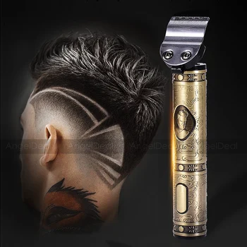 Professional Hair Clipper Elektrické Akumulátorový Zastrihávač Vlasov pre Mužov, 0 mm Baldheaded T Čepeľ Dokončiť ostrihať Stroj zastrihávač brady
