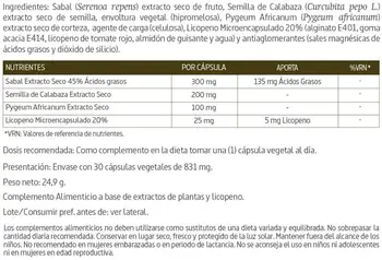 Prostaterum®625 mg. 30 kapsúl Zeleniny s sabal, tekvicové semená, pygeum africanum a lykopénu