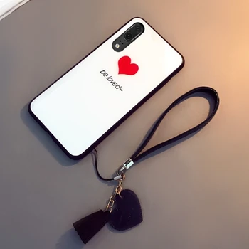 Prípad & Popruh Pre Huawei Y9 prvočíslo P smart Plus y6 Pro 2019 telefón puzdro Na Huawei y9 2018 kryt Byť milovaný Srdce Sklo Tvrdé Puzdro
