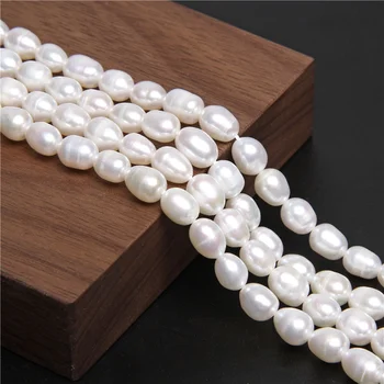 Prírodná biela zemiakov, ryže Oválne perly Sladkovodné perly šperky čo DIY Náramok, Náhrdelník Voľné umelo Pestované Perly, Korálky 6 mm pearl