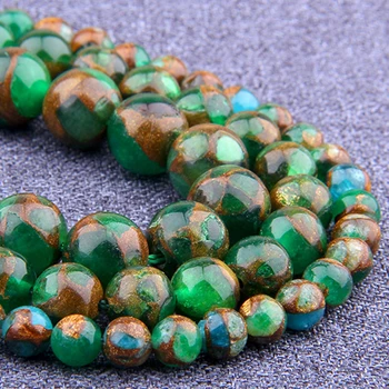 Prírodná Tráva zelená Cloisonne Kameň korálky pieskovec 8 mm 10 mm Kolo dištančné Voľné kameň Guľôčok Pre Šperky, Takže náramok veľkoobchod