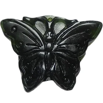 Prírodné Black Green Jade Prívesok Motýľ Perličiek Náhrdelník Čínsky Vyrezávané Kúzlo Šperky, Módne Amulet pre Mužov, Ženy Šťastie Dary