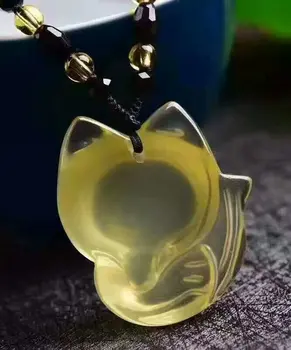 Prírodné citrine fox+ náhrdelník kremeň prívesok