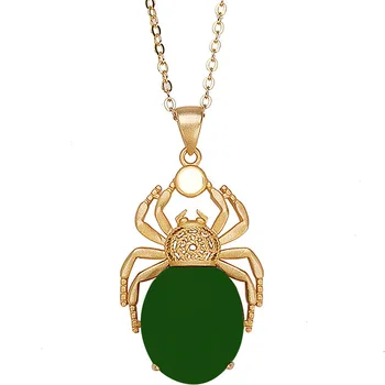 Prírodné Hetian Jade Spider Náhrdelník Prívesok 925 Striebro Módne Šperky Chalcedony Amulet Darčeky pre Ženy