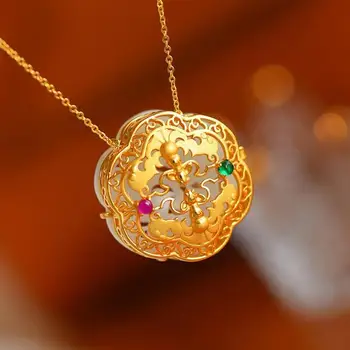 Prírodné Hetian môže otvoriť prívesok náhrdelník s Čínskom štýle retro prvky luxusné šperky