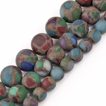 Prírodné Kamene Matný Multicolor Cloisonne Kolo Voľné Korálky pre Šperky, Takže DIY Náramok Príslušenstvo 15