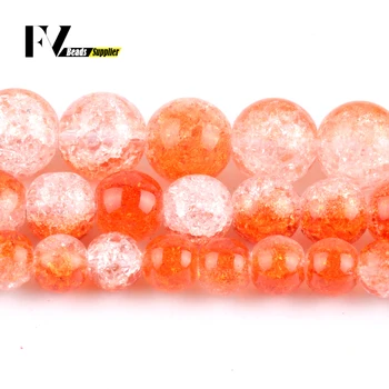 Prírodné Orange Biely Sneh Krakovaný Crystal Kameň Kolo Voľné Korálky 6-12 mm Dištančné Korálky Pre Šperky, Takže DIY Náramok 15