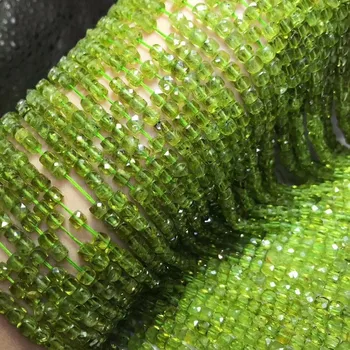 Prírodné peridot kamene, ručne rezané crystal námestie korálky zelenej perle kúzlo drahokam na vyšívanie bricolage osiva kralen