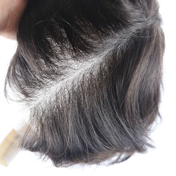 Prírodné Pánske Vlasové Príčesky Toupee Super Neviditeľné 0.06-0.08 MM Tenkú Kožu Jeden Uzol Mens Toupee Vlasy Náhradné Systémy