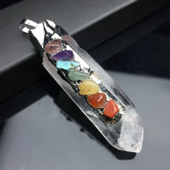 Prírodné Pôvodnej Kamennej Kúzlo Šperky Výrobu Energie Crystal Pilier Nepravidelný Sedem Čakier Malý Prívesok DIY Náhrdelník Príslušenstvo