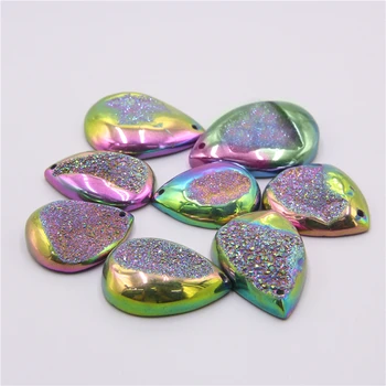Prírodné Rainbow agates druzy geode prívesok, ručne vyrábané Kvapka Vody Agates Druzy kameň prívesok šperky pre ženy ručné náhrdelník