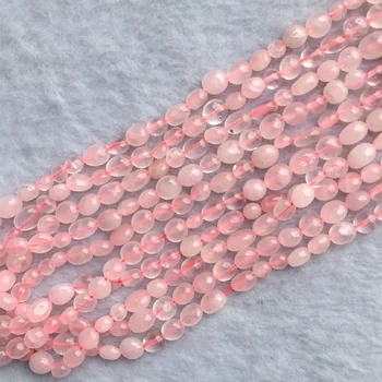 Prírodné Skutočné Crystal Clear Pink Rose Quartz Nugget voľnej Forme Filé Nepravidelný Kamienkové Korálky 6-8 mm 15