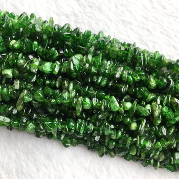 Prírodné Skutočné Tmavo Zelená Chrome Diopside Nugget Čip Voľné Korálky Nosenie Šperkov 3x8mm 15