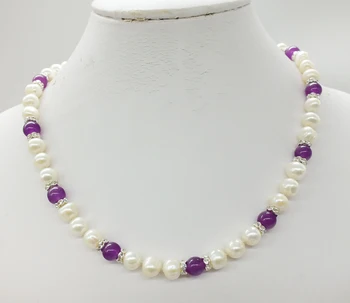 Prírodné sladkovodné perly 8-9MM klasické perlový náhrdelník, poslať DAL, najlepší darček pre dámy 18