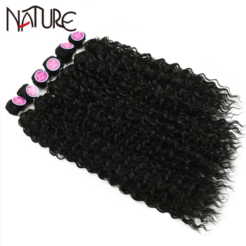 Prírodné Vlasy Väzbe Kinky Afro Kučeravé Vlasy Zväzky Vysokej Teplote Vlákno 50-60 CM Ombre Blond Vlnité Syntetické predlžovanie Vlasov