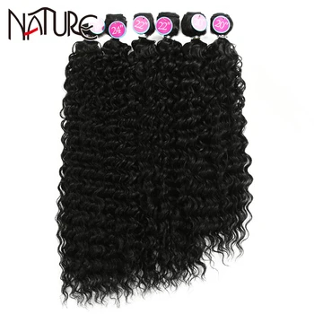 Prírodné Vlasy Väzbe Kinky Afro Kučeravé Vlasy Zväzky Vysokej Teplote Vlákno 50-60 CM Ombre Blond Vlnité Syntetické predlžovanie Vlasov