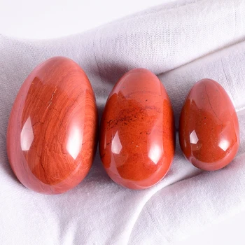 Prírodné Červené Japser Yoni Vajcia Masáž Nástroj Undrill&Drevený Základ Crystal Minerálne Loptu Kegel Cvičenia Panvového Dna Svaly Vaginálnej