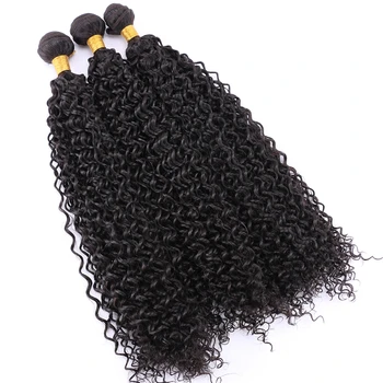 Prírodné čierne kinky afro kučeravé vlasy, vysoká teplota tissage vlákna syntetické predlžovanie vlasov vlasy väzba