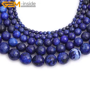 Prírodný Kameň Modrý Lapiz Lazuli Tvárou Kolo Dištančné Korálky Pre Šperky, Takže Strand 15 palcov Semi precious perličiek na náramok urob si sám