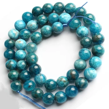Prírodný Klenot Modrá Apatitu Kameň Korálky Vysokej Kvality Kolo Voľné Guľôčok Pre Šperky, Takže DIY Perles Náramok Príslušenstvo 6 8 10 mm