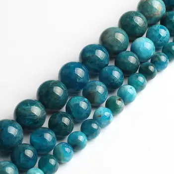 Prírodný Klenot Modrá Apatitu Kameň Korálky Vysokej Kvality Kolo Voľné Guľôčok Pre Šperky, Takže DIY Perles Náramok Príslušenstvo 6 8 10 mm