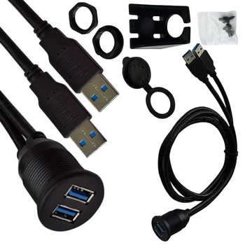 Prístrojovej dosky Kábel Dual 3,0 A Samec na USB Žena Rozšírenie Flush Nepremokavé 1m Vrchu Palubnej dosky Kábel Kábel pre Auto/Loď/Prívesu Nové