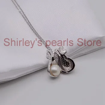 Prívesok náhrdelník, prírodná biela sladkovodné perly, zirkón rýdzeho striebra, perlový náhrdelník, žien strieborný náhrdelník