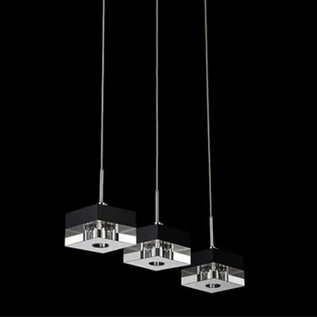 Prívesok Svetlo LED Žiarovka G4 Adaptér k9 Crystal Black Jasné, Námestie Dizajn Moderná Reštaurácia Svetla, 3 hlavy Závesné Lampy na Mieru