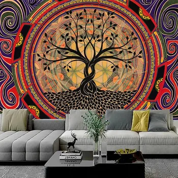 Psychedelický strom Umenie Gobelín Mandala macrame hippie Stene Visí Boho Dekor Tapisérie pre Obývacia Izba
