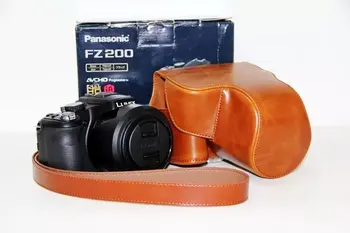 PU Kožené puzdro Taška Kryt Pre Panasonic LUMIX DMC-FZ200 fz200 Fotoaparát s ramenný popruh