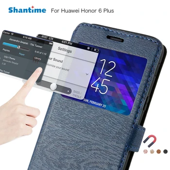 Pu Kožené Telefón Puzdro Na Huawei Honor 6 Plus Flip Puzdro Pre Huawei Honor 6 Zobrazenie Okna Knihy Prípade Mäkké Tpu Silikónové Zadný Kryt