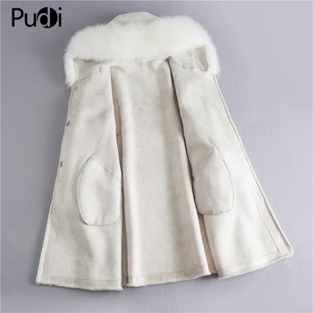 PUDI H915 ženy zimné reálne vlna kožušiny nadrozmerná bunda vesta skutočné fox golier, kapucňa voľný čas dievča kožušinový kabát lady bunda, kabát