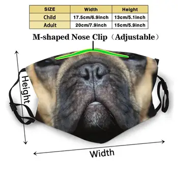 Pug Tvár Opakovane Úst Maska Umývateľný Filter Proti Prachu Pleťové Masky Pug Maska Na Tvár Psa Šteňa Hnedá