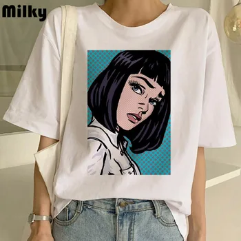 Pulp Fiction Movie Print T Shirt Ženy Ulzzang Letné tričko Fashion plus veľkosť Tričko Tees Harajuku Zábavné Topy Žena