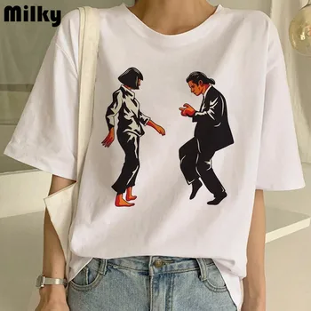 Pulp Fiction Movie Print T Shirt Ženy Ulzzang Letné tričko Fashion plus veľkosť Tričko Tees Harajuku Zábavné Topy Žena