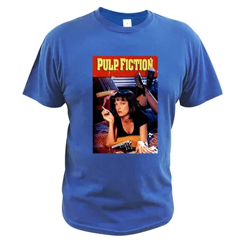 Pulp Fiction T Shirt Americký Zločin Filmový Plagát Tričko Čistej Bavlny Vintage Homme Mäkké Priedušné Posádky Krku EÚ Veľkosť Tee Topy