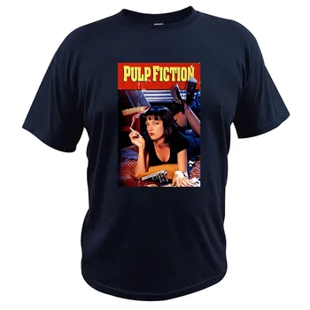 Pulp Fiction T Shirt Americký Zločin Filmový Plagát Tričko Čistej Bavlny Vintage Homme Mäkké Priedušné Posádky Krku EÚ Veľkosť Tee Topy