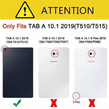 Puzdro Pre Samsung Galaxy Tab 10.1 2019 T510 T515 SM-T510 SM-T515 Kryt Funda Slim Magnetické Skladacie PU Kožené Stojan Shell +Darček